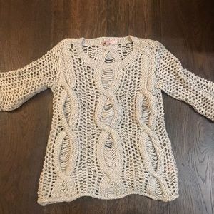 Calypso st Barth grey cable knit sweater